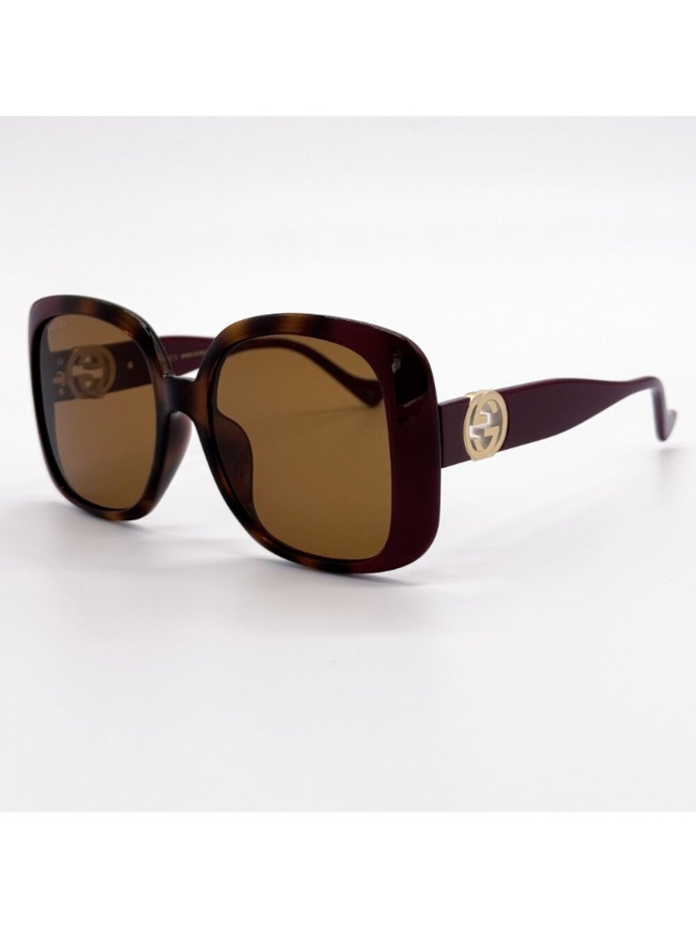 NEW GUCCI SUNGLASSES GG1029SA 003 HAVANA OVERSIZED WOMEN GUCCI WITH CHAIN - Picture 5 of 13